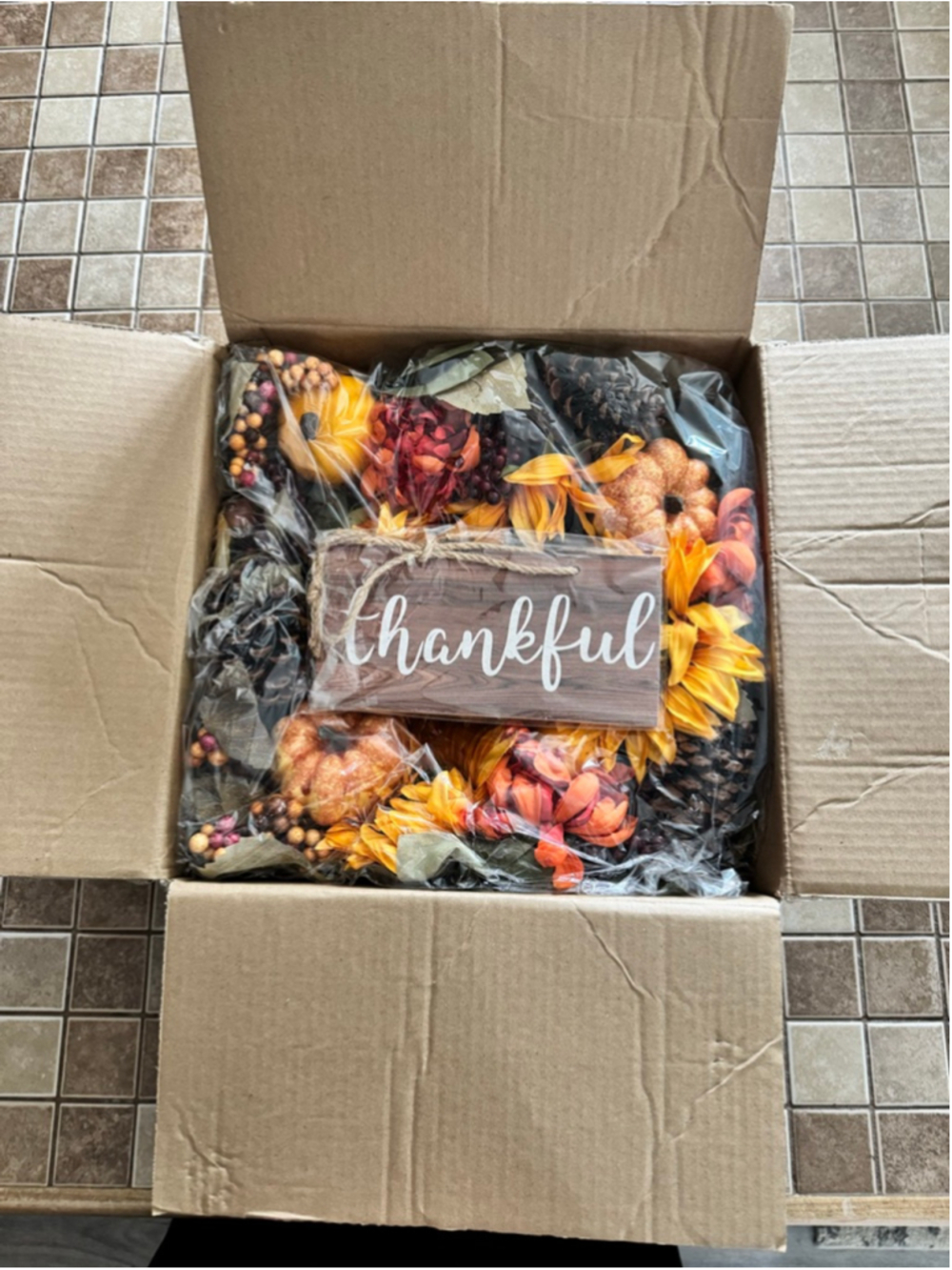 Unbranded Holiday Decor Fall Wreath & Christmas Sign One Size Orange Yellow